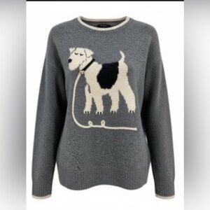 NWT Anthropologie Calligraphie  Crew Neck Sweater with Dog Icon Sz M